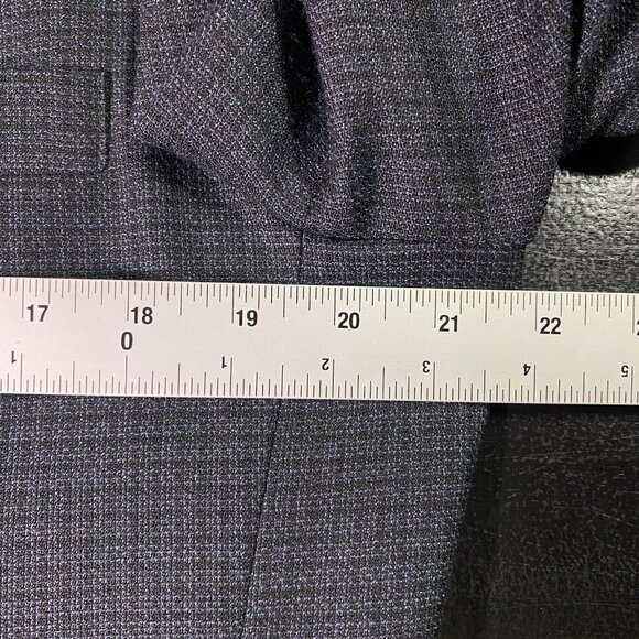 Haggar Collections Sport Coat Men's 40R Poly Wool Navy Mini Check Blazer Jacket - Picture 11 of 15